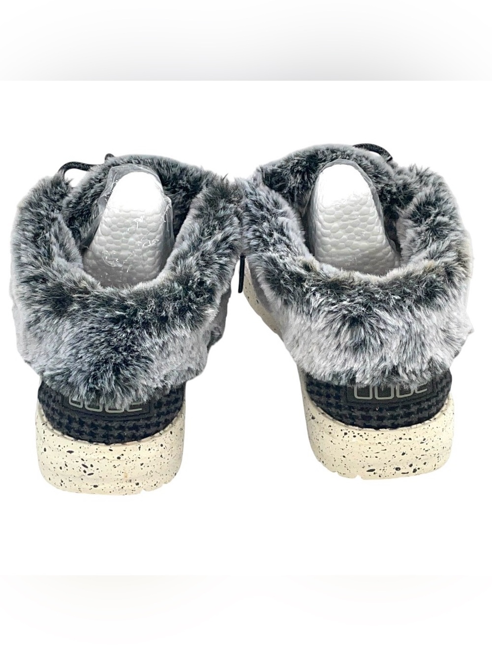 Hey Dude Wendy Fur Lined Black Gray Women’s Size 5 Cozy Shoes - Picture 4 of 7